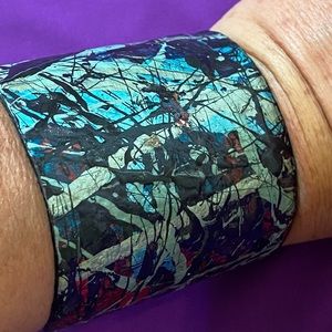 Hand painted cuff metal bracelet